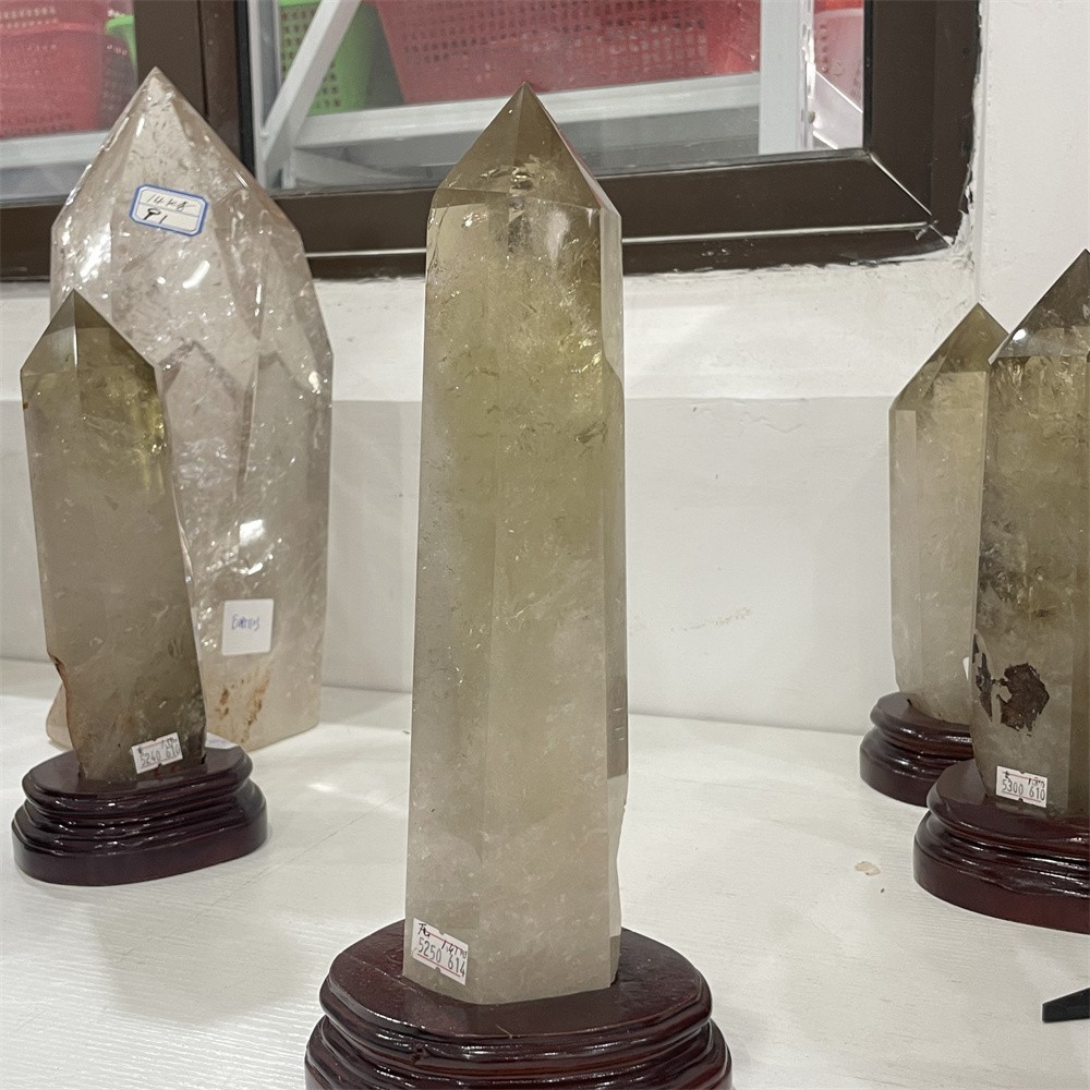 3.2LB 11.8″ Natural Smoky Quartz Obelisk Tower Crystal Quartz Energy+stand