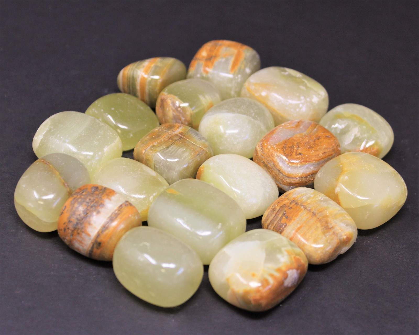 Green Calcite Tumbled Stones: Choose Ounces or lb Bulk Wholesale Lots (A Grade)