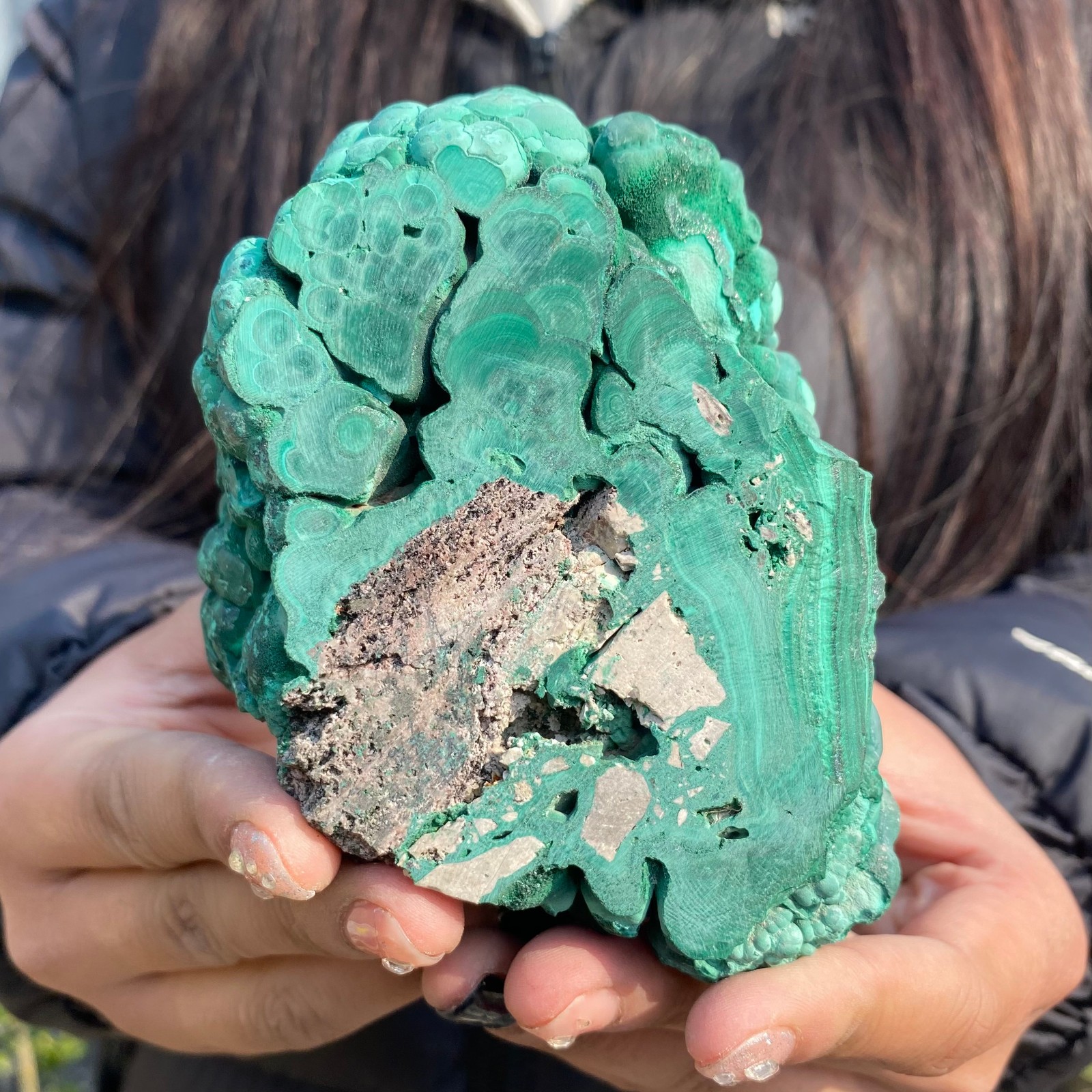 1.8LB Natural Green Malachite Crystal Flaky Pattern Ore Specimen Quartz Healin