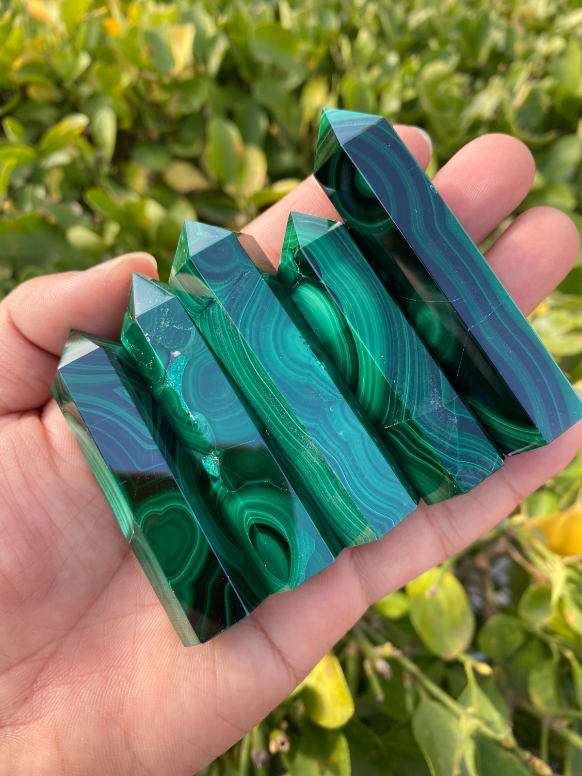 1pc Top Natural Malachite Quartz Obelisk Crystals Tower Chakras Point healing