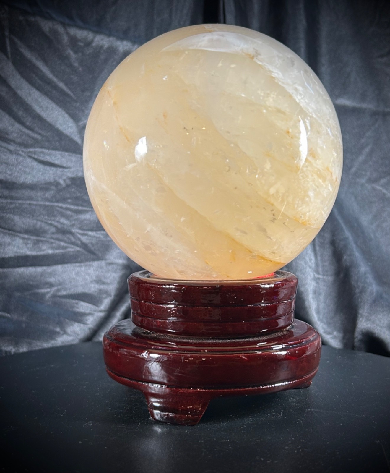 5” Golden Healer Sphere With Wood Swivel Stand 6lb 9.9oz