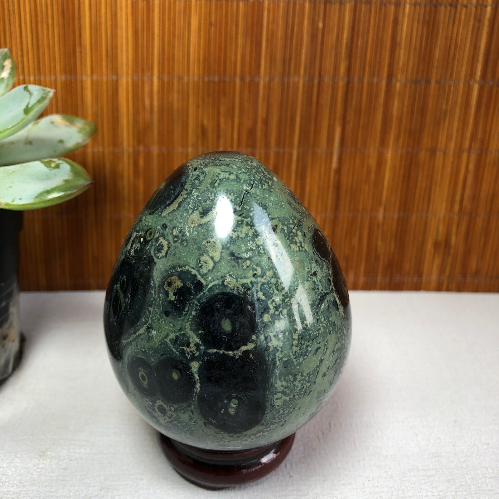 72mm NATURAL Green Kambaba jasper sphere egg quartz Crystal Healing 339g g7766