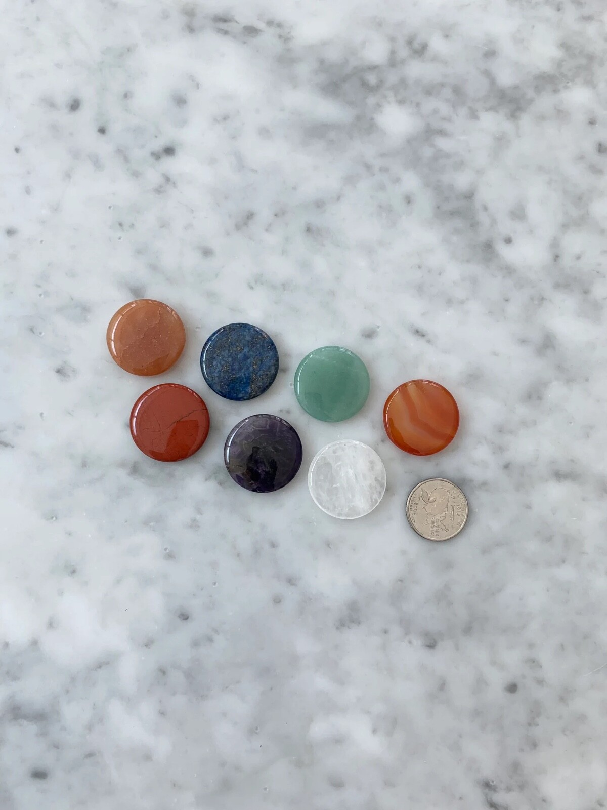 Natural 7 Chakra Stone Set, Polished Flat Worry Stones Palm Pocket Stones