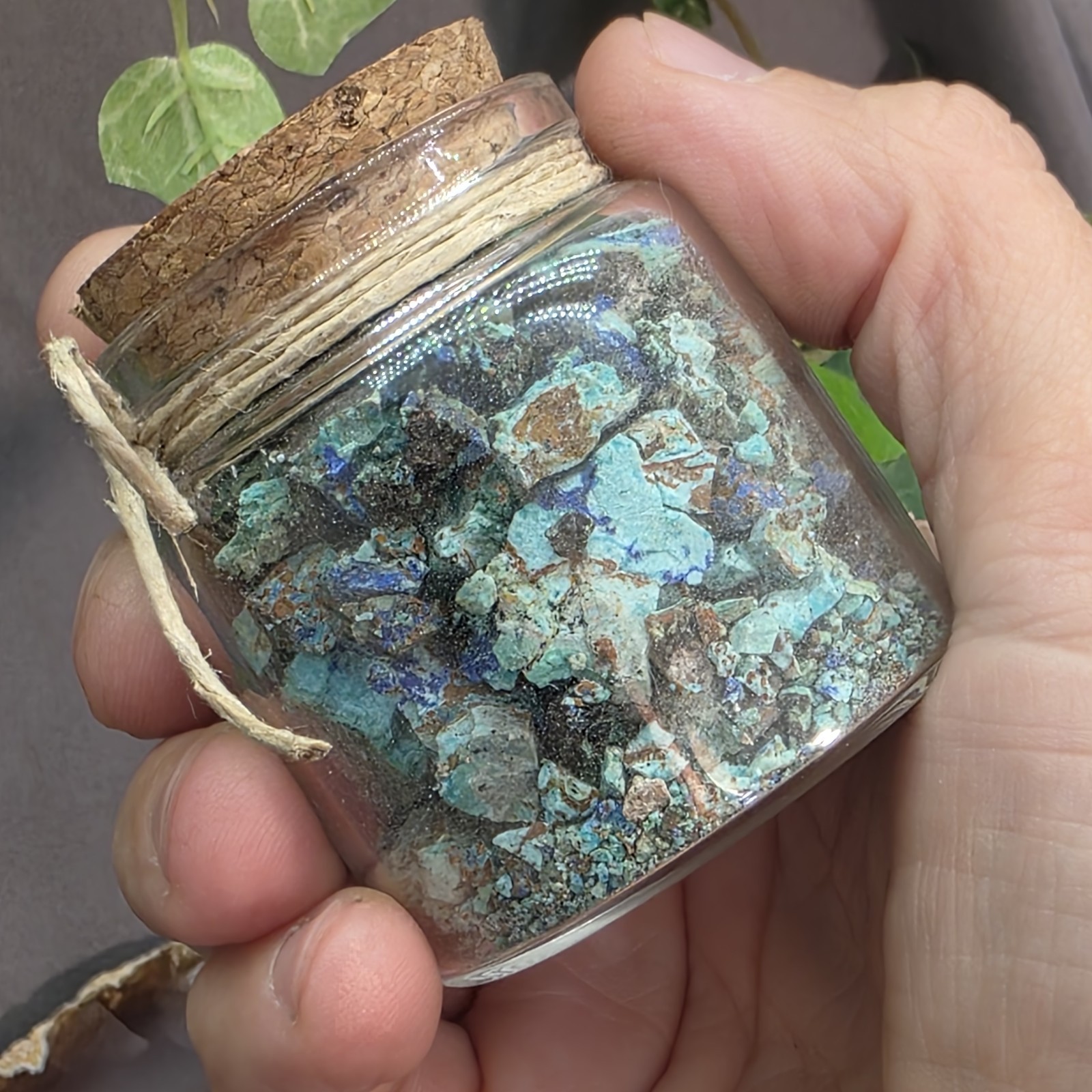 Arizona Copper Ore Specimen Jar | Azurite, Chrysocolla, Malachite