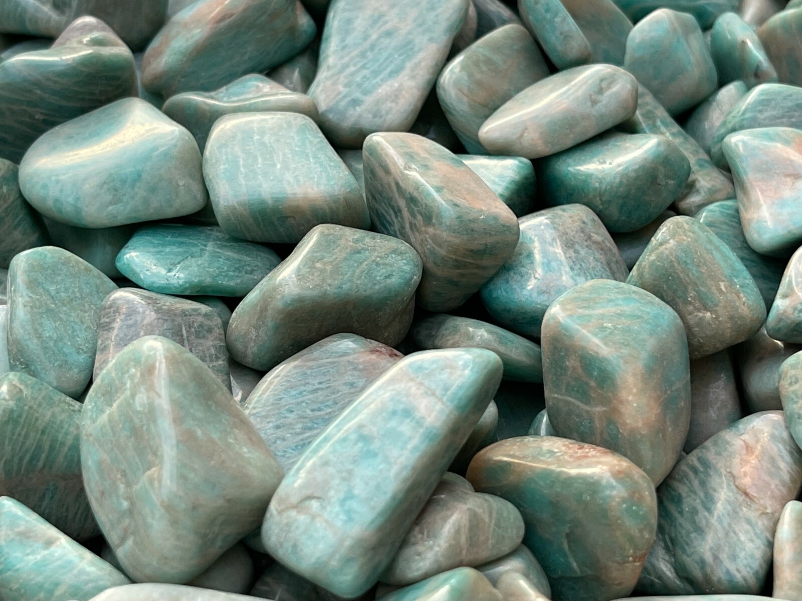 Grade A++Amazonite Tumbled Stones, 0.8″-1.25″ Polished Amazonite, Wholesale Lots