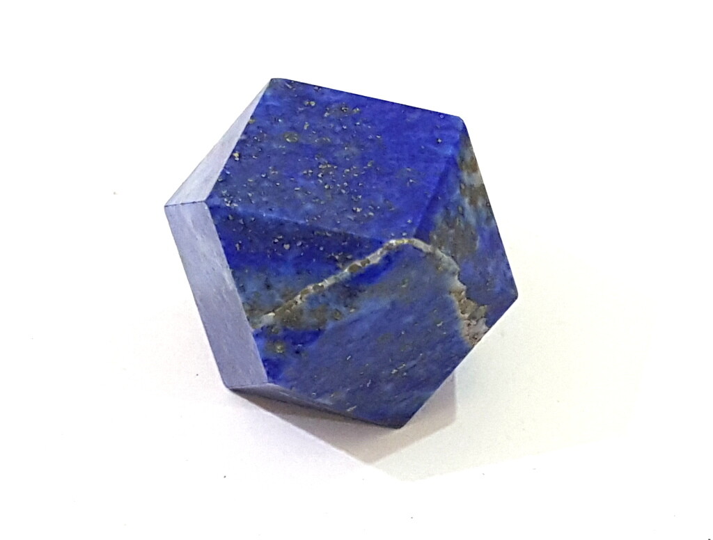 Lapis Lazuli Icosahedron 12 faces 30 corners sacred geometry throat chakra cube