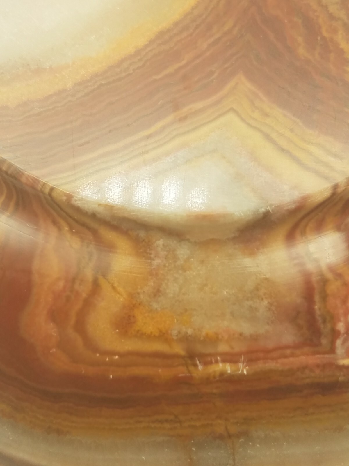 6″ Thin Carved Onyx Bowl Green, Red, Gold, Brown, White Veins