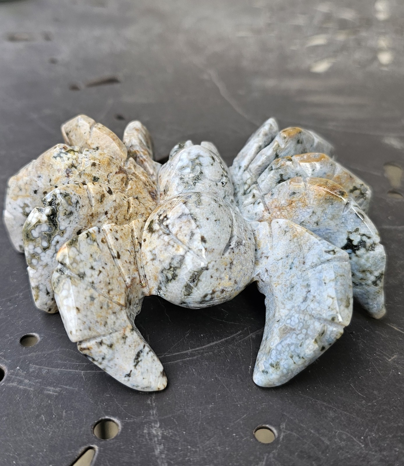 Ocean Jasper Spider Carving