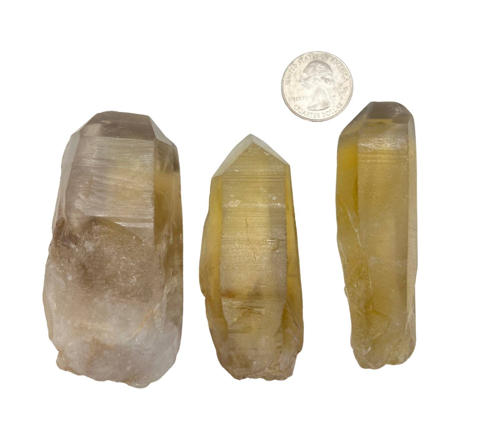 Natural Citrine Lemurian Quartz Crystal Point, Natural Citrine from Brazil