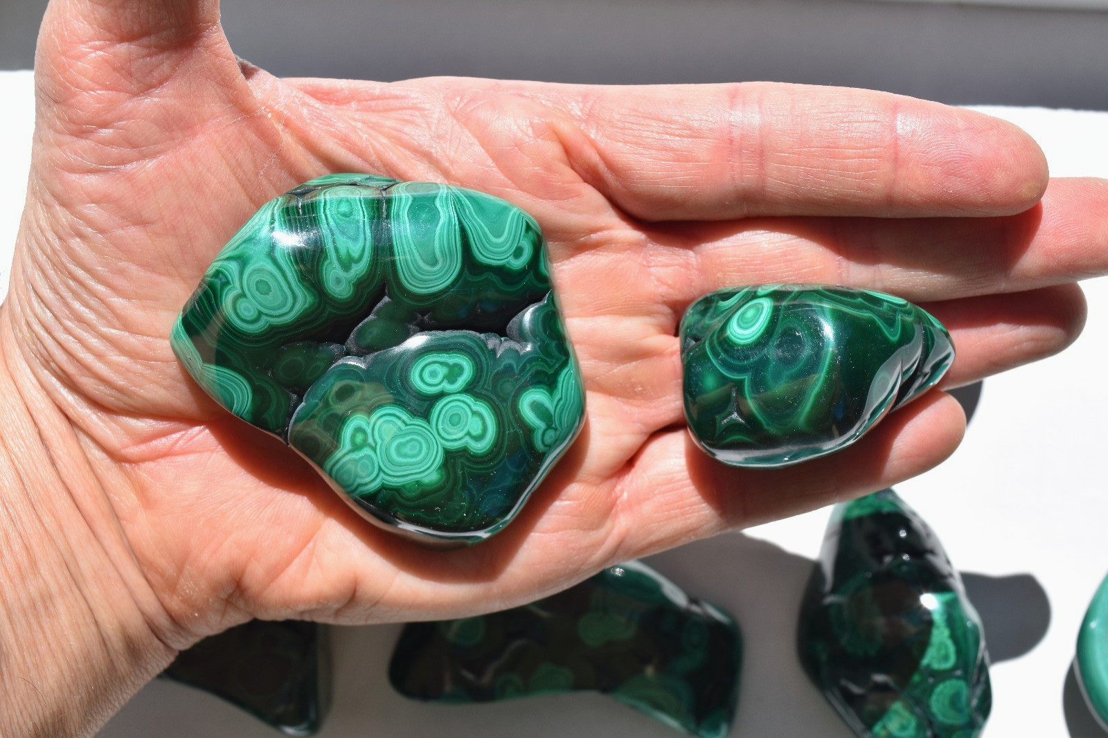 WHOLESALE Polished Malachite from Congo 15 pieces 2 kg # 5869
