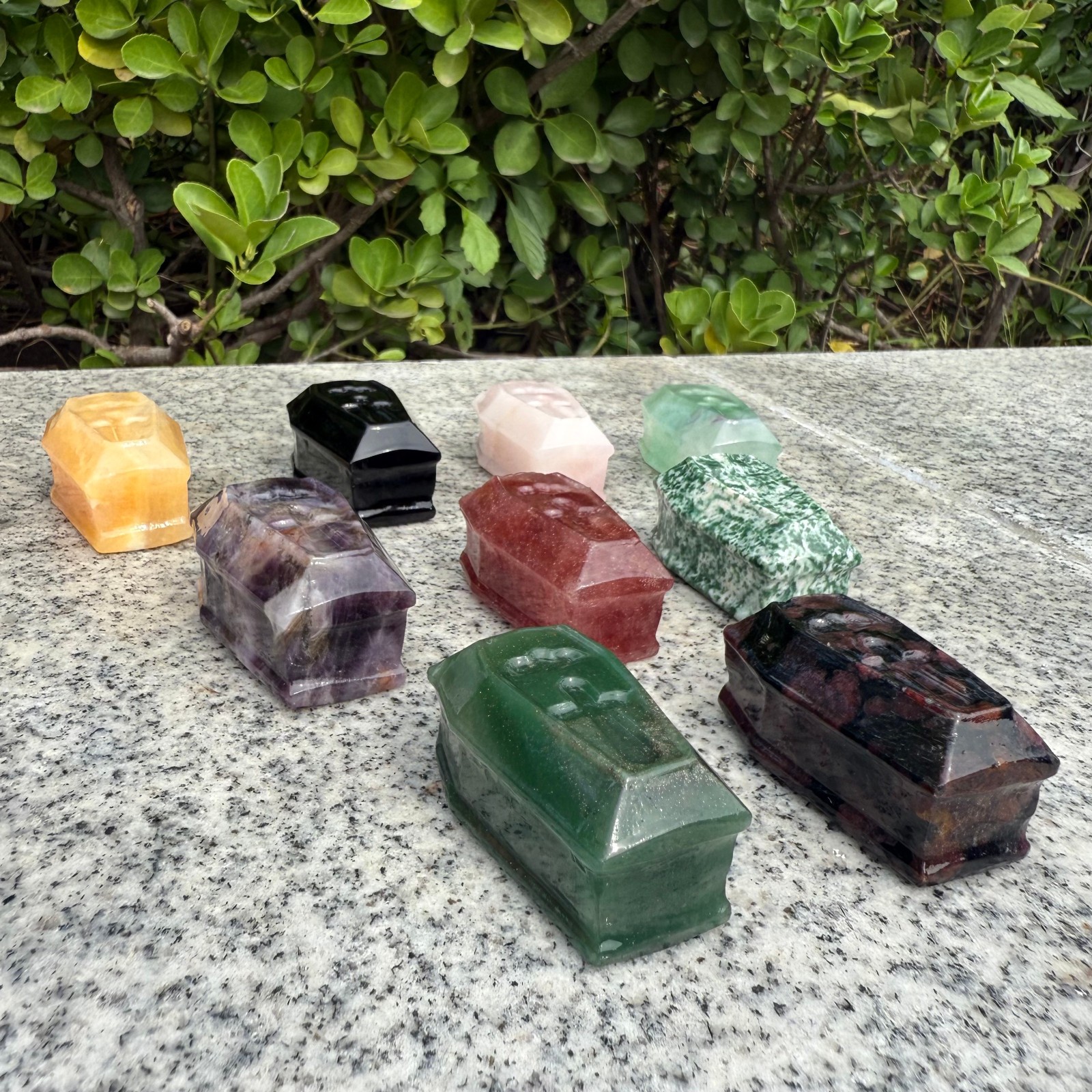2.7″Natural Mixing Cross Coffin Carved Reiki Crystal Decor heal random 5pc