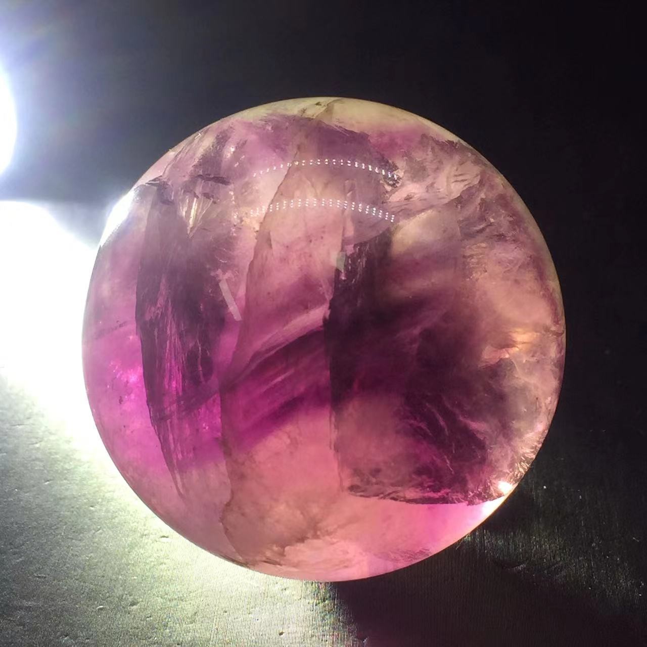 Natural Purple Fluorite Quartz Crystal Carved Ball&Free Stand Healing Reiki 52mm