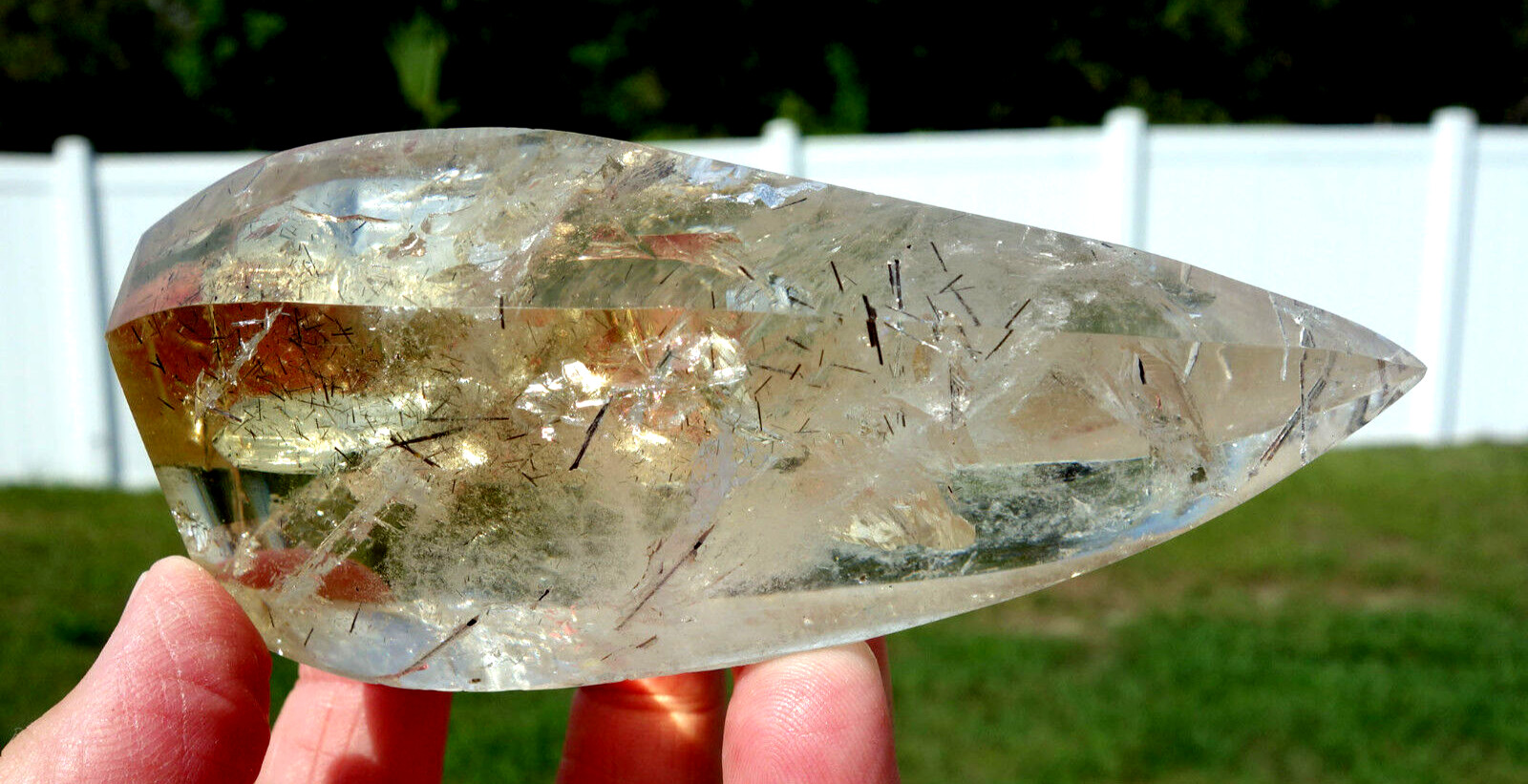 Brazil CITRINE Quartz Crystal FLAME Point with Rutiles BRAND NEW Old Stock