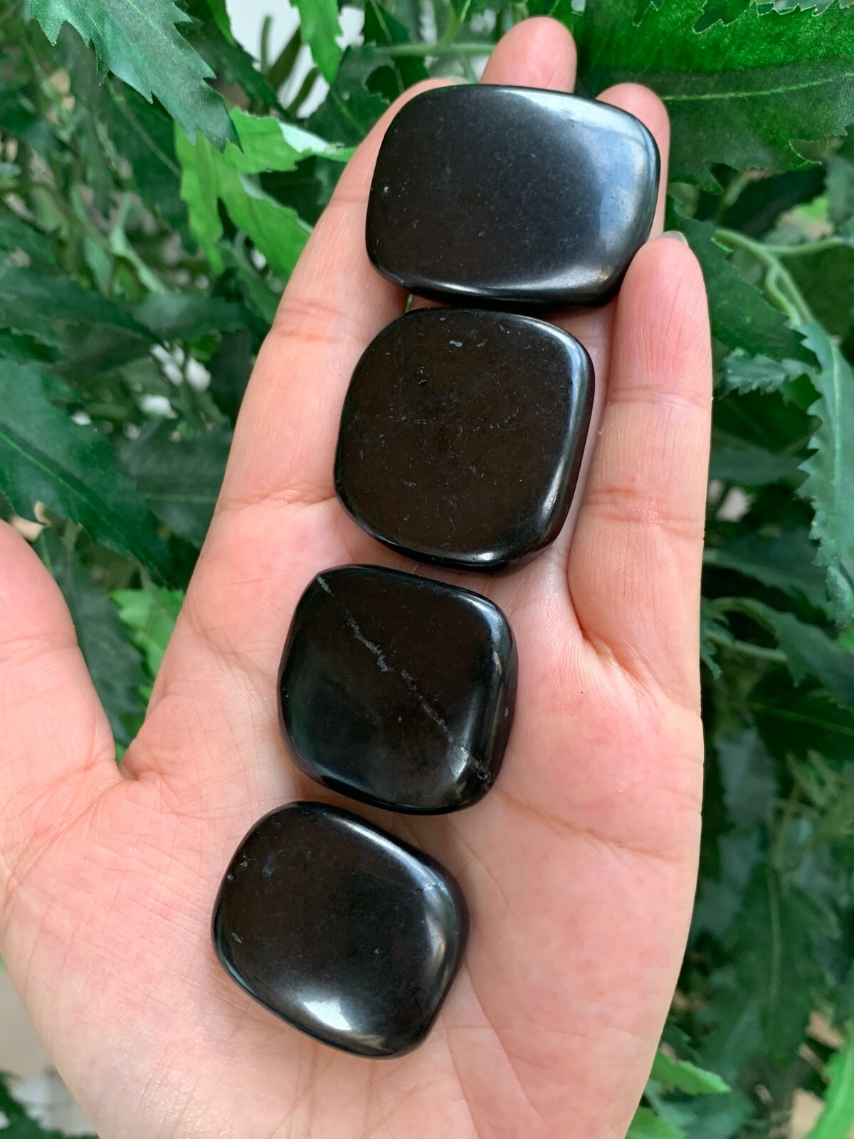 Shungite Smooth Stones, 1.25″-1.75″ Polished Shungite Palm Stones, Wholesale Lot