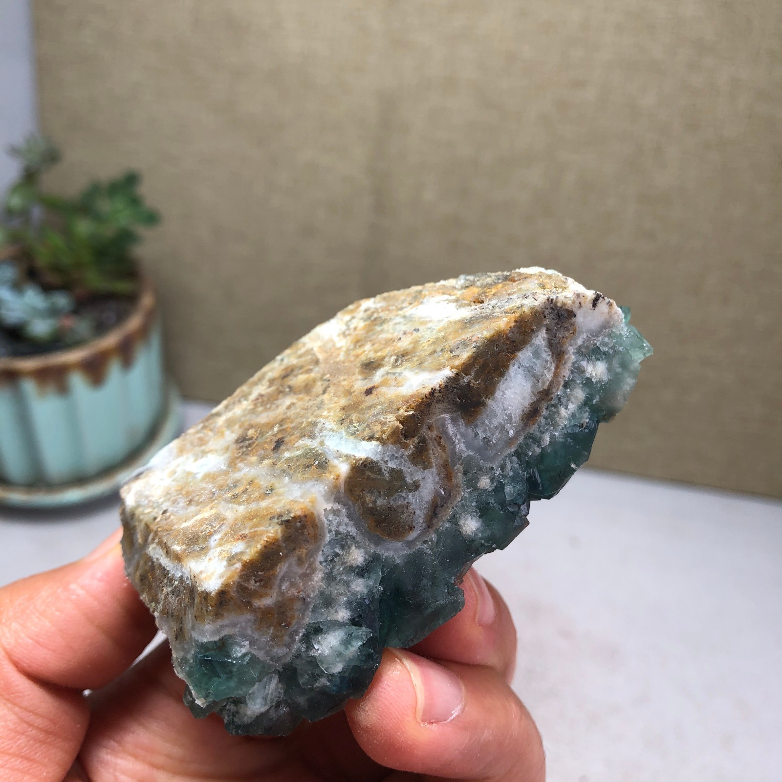 138g NATURAL Green Cubic FLUORITE Crystal Cluster Mineral Specimen A4728