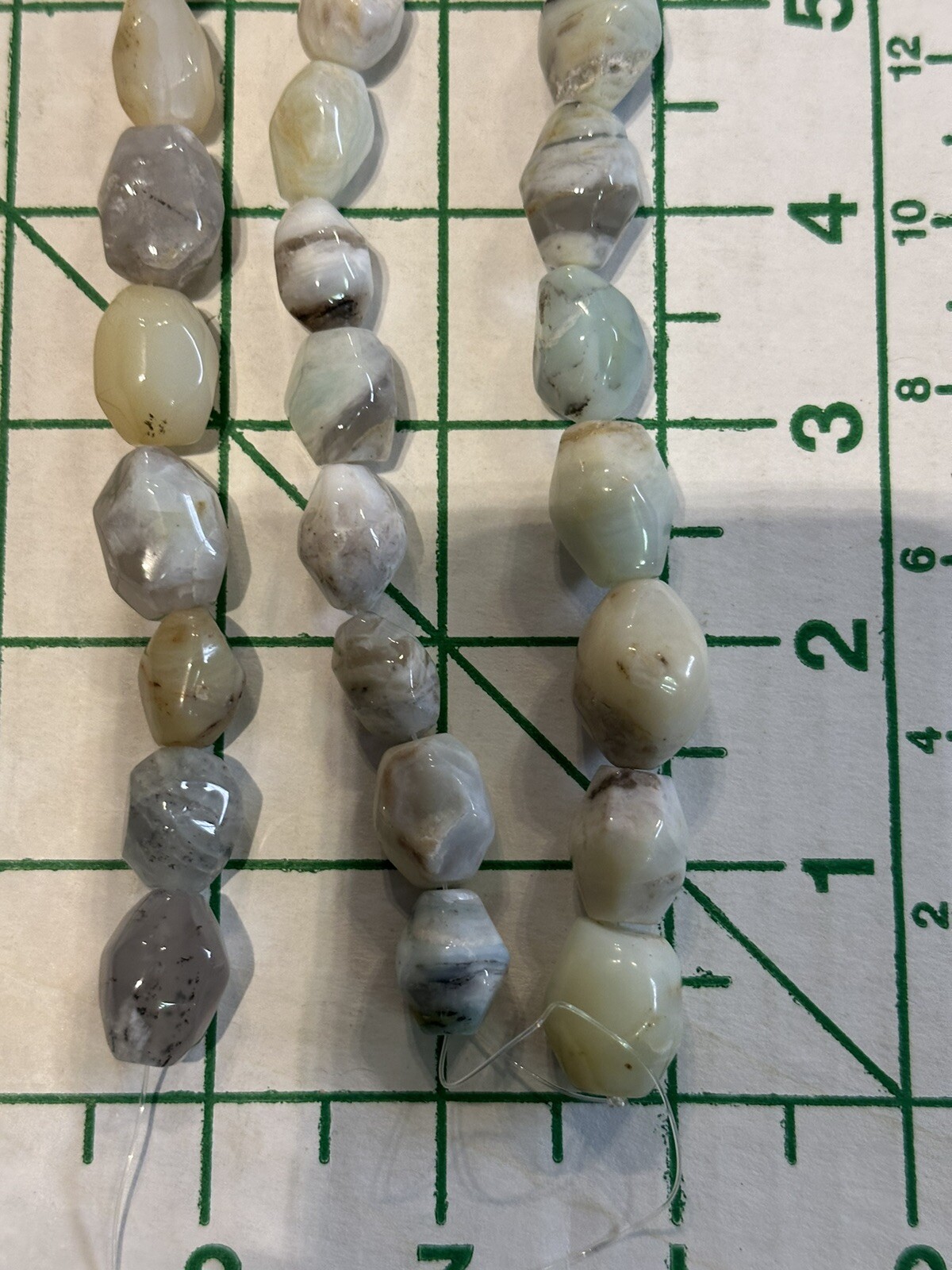 LOT 3 Polished 15” Agate Stones Strands Brown Green White Grey Mixed Colors READ