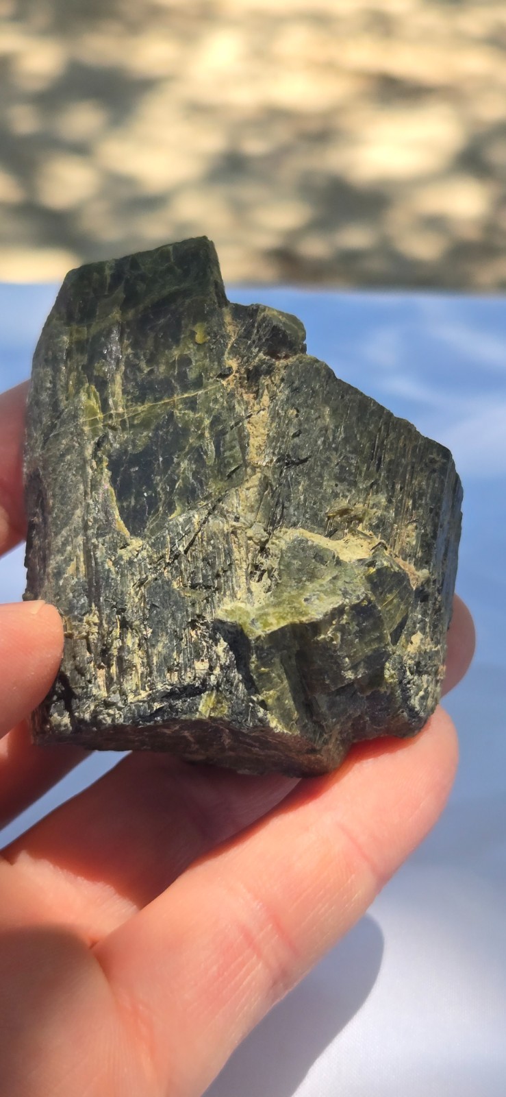 Beautiful Raw All Natural Green Epidote Crystal Stone Cabinet Specimen 6.2 Ozs