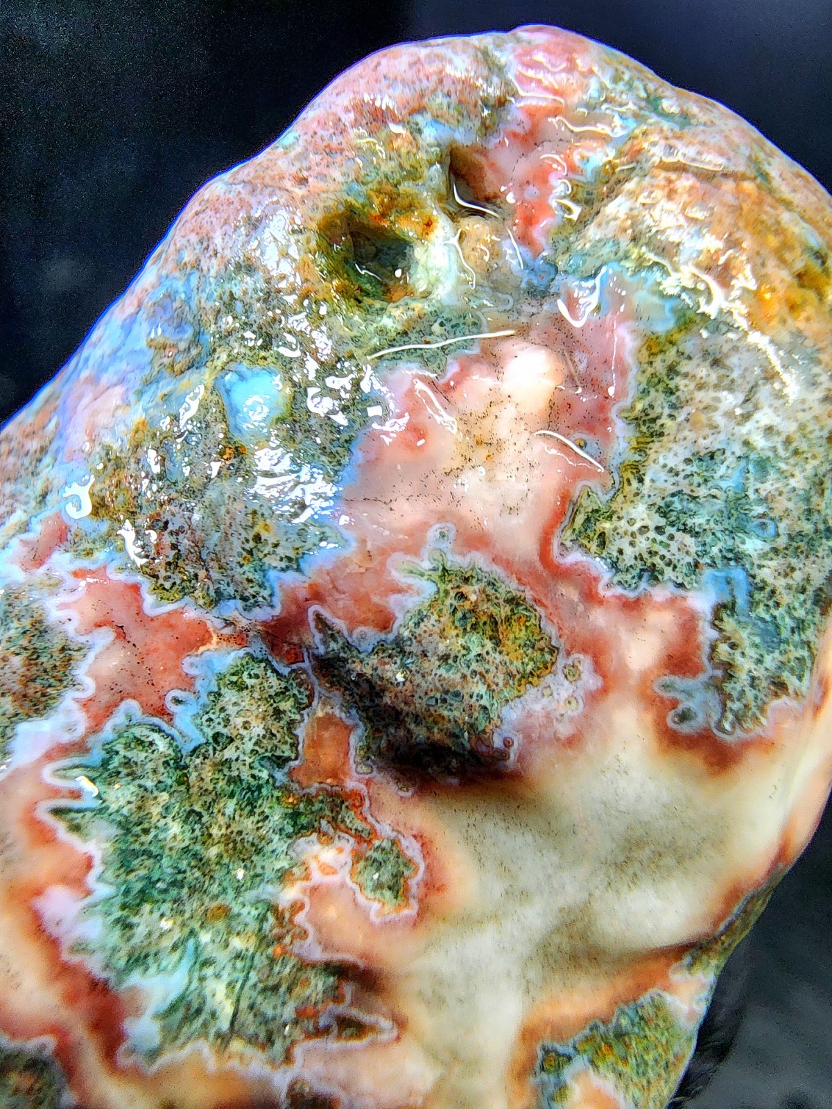 Rare Lake Superior Orbicular Moss Agate – Pink Blue & Green Chalcedony – 2.0 oz