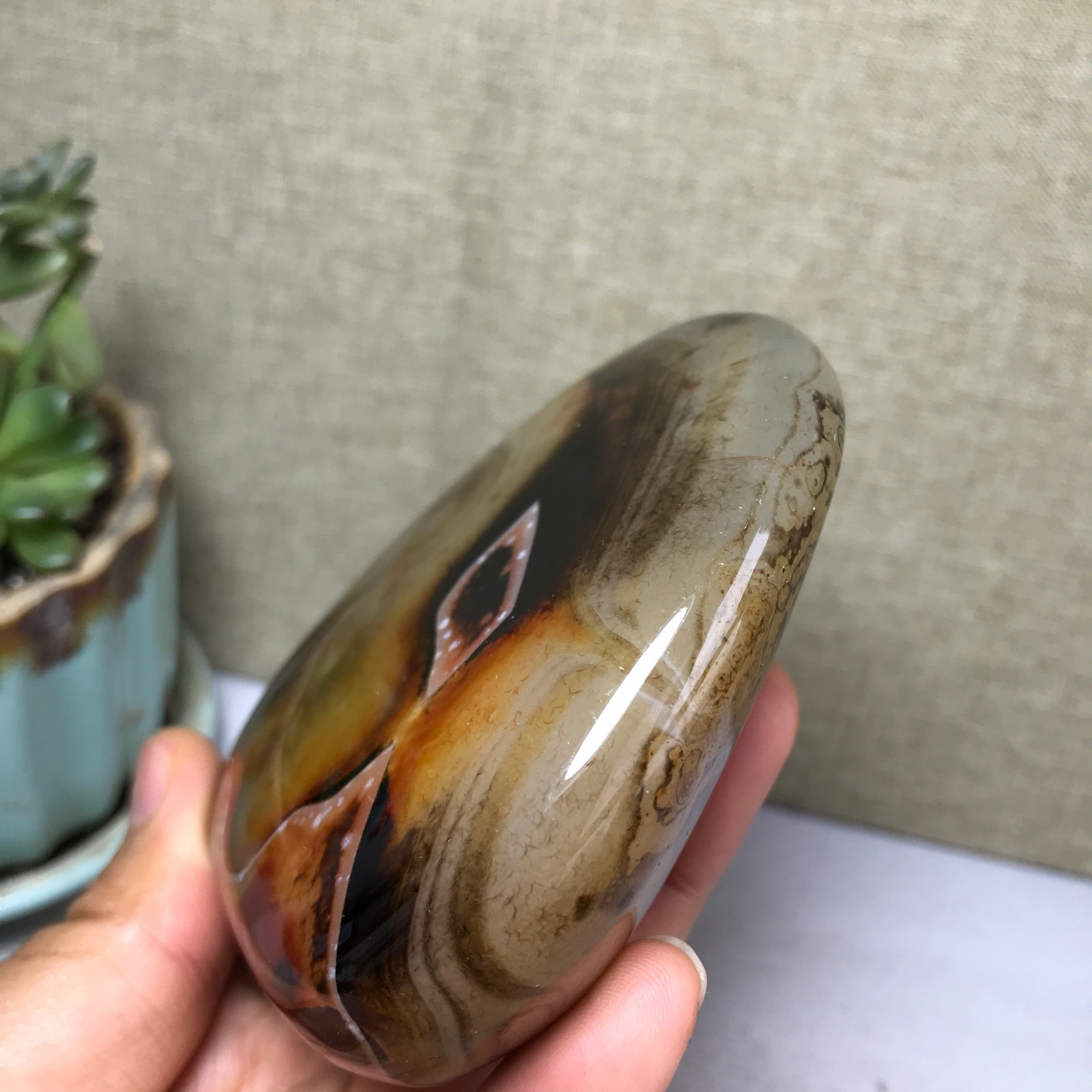 85mm Crazy Lace SILK Banded Agate Polished Crystal Specimen Tumbled 318g A5254