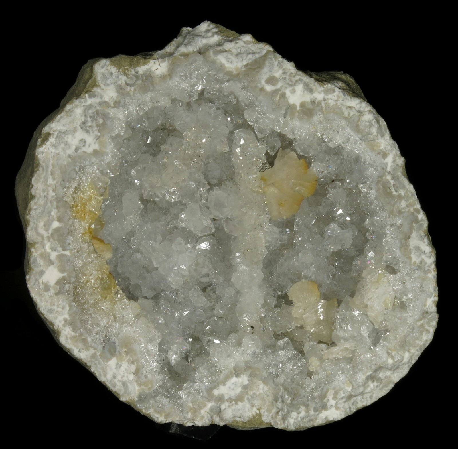 Quartz, Calcite & Pearl like Dolomite Crystals 2-3/8″ Keokuk Geode !!!