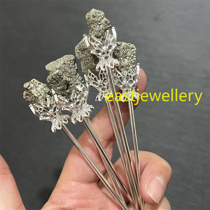 5pcs Natural Chalcopyrite Gem Hairpin Quartz Crystal Reiki Healing Decor Random