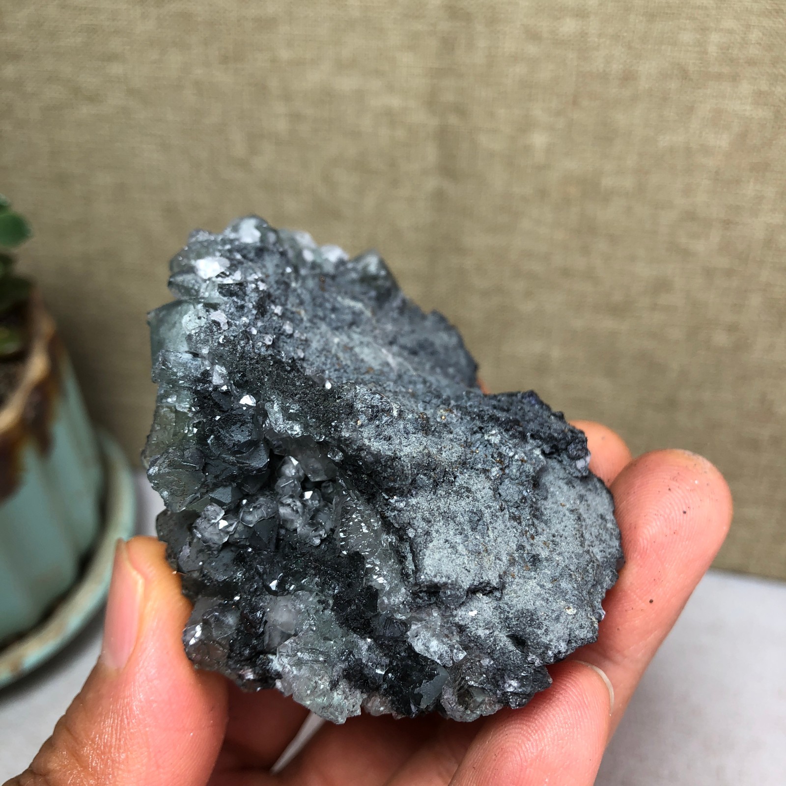 105g NATURAL Green Cubic FLUORITE Crystal Cluster Mineral Specimen A4731