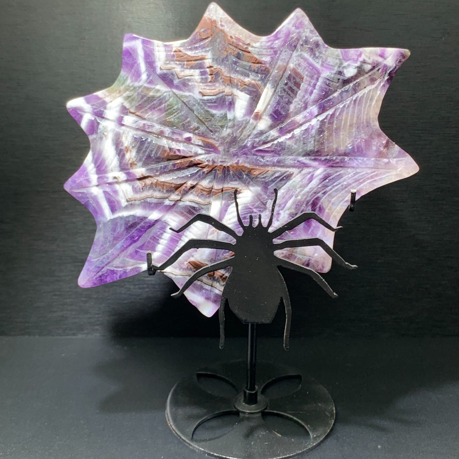 246G Natural Amethyst spider skull Quartz Crystal Skull Figurines Healing