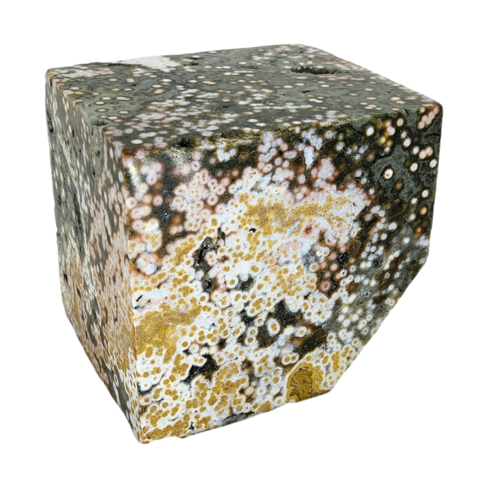 Ocean Jasper, 1 5/8 inch, cube, high quality, orbicular, specimen, #R-6272