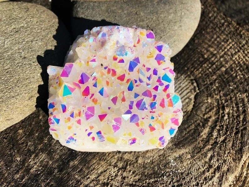 Natural Angel Aura Quartz Cluster Healing Crystal Rocks Collection Decoration