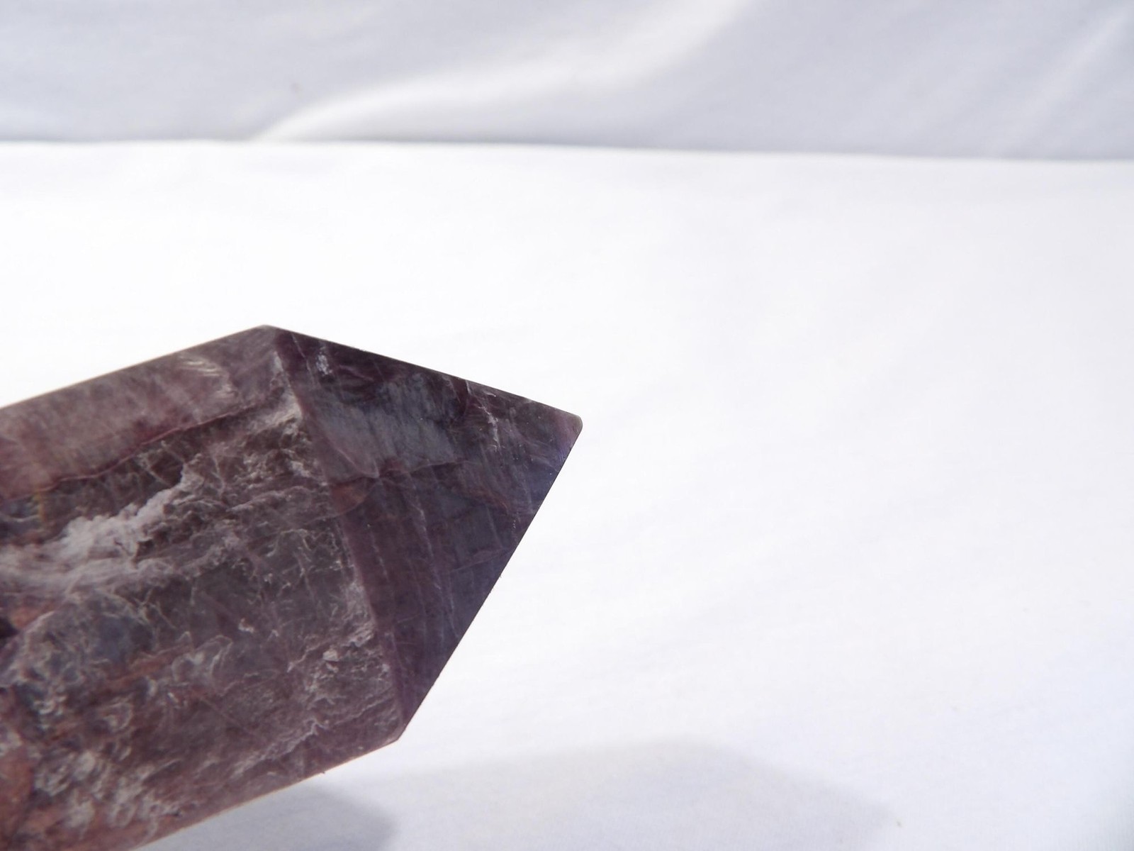 Natural gem lepidolite metallic purple mica tower point, 175g, 5.25″L