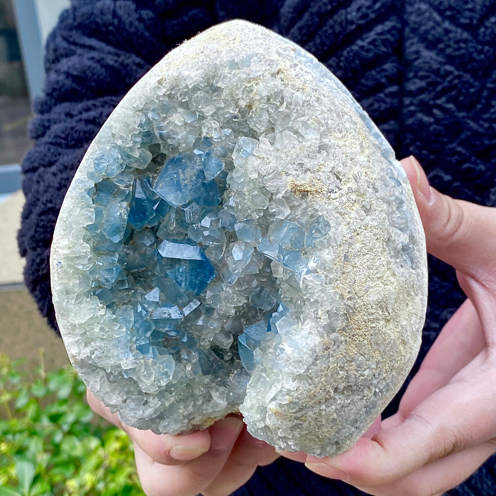5.98LB Top natural blue crystal cave quartz crystal cave mineral specimens