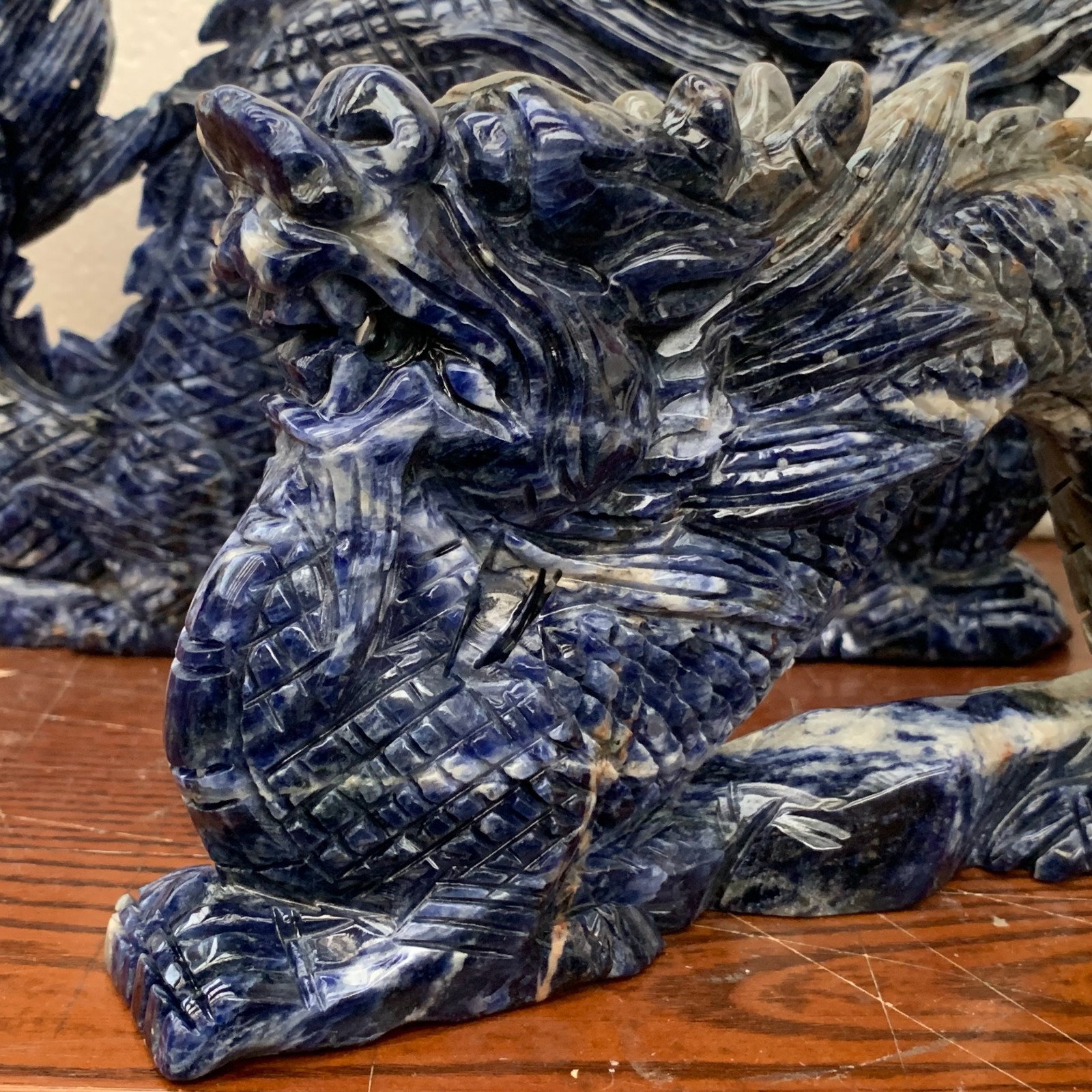 2.7LB-3.5LB Natural Hand Carved sodalite Quartz dragon Crystal Reiki Healing 1PC