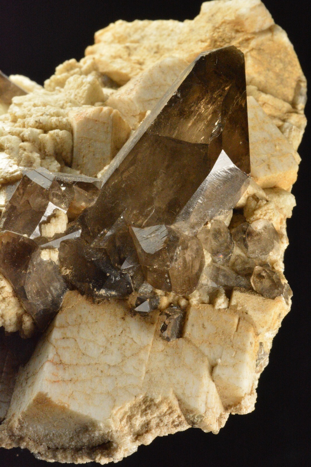 Smoky Quartz, Microcline Feldspar, Mineral Mountains, Utah