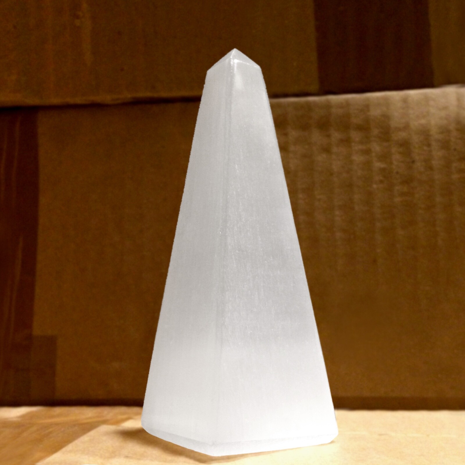 Selenite Tower Polished ” Crystal Obelisk Natural Carved Pyramid Energy Healing