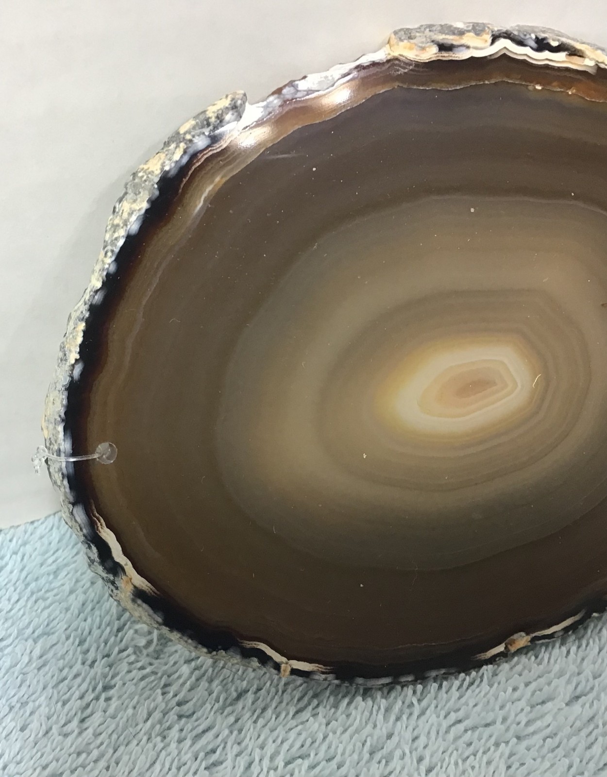 Brazilian Agate Slice Gemstone Opaque With Pink Orange Yellow Tan