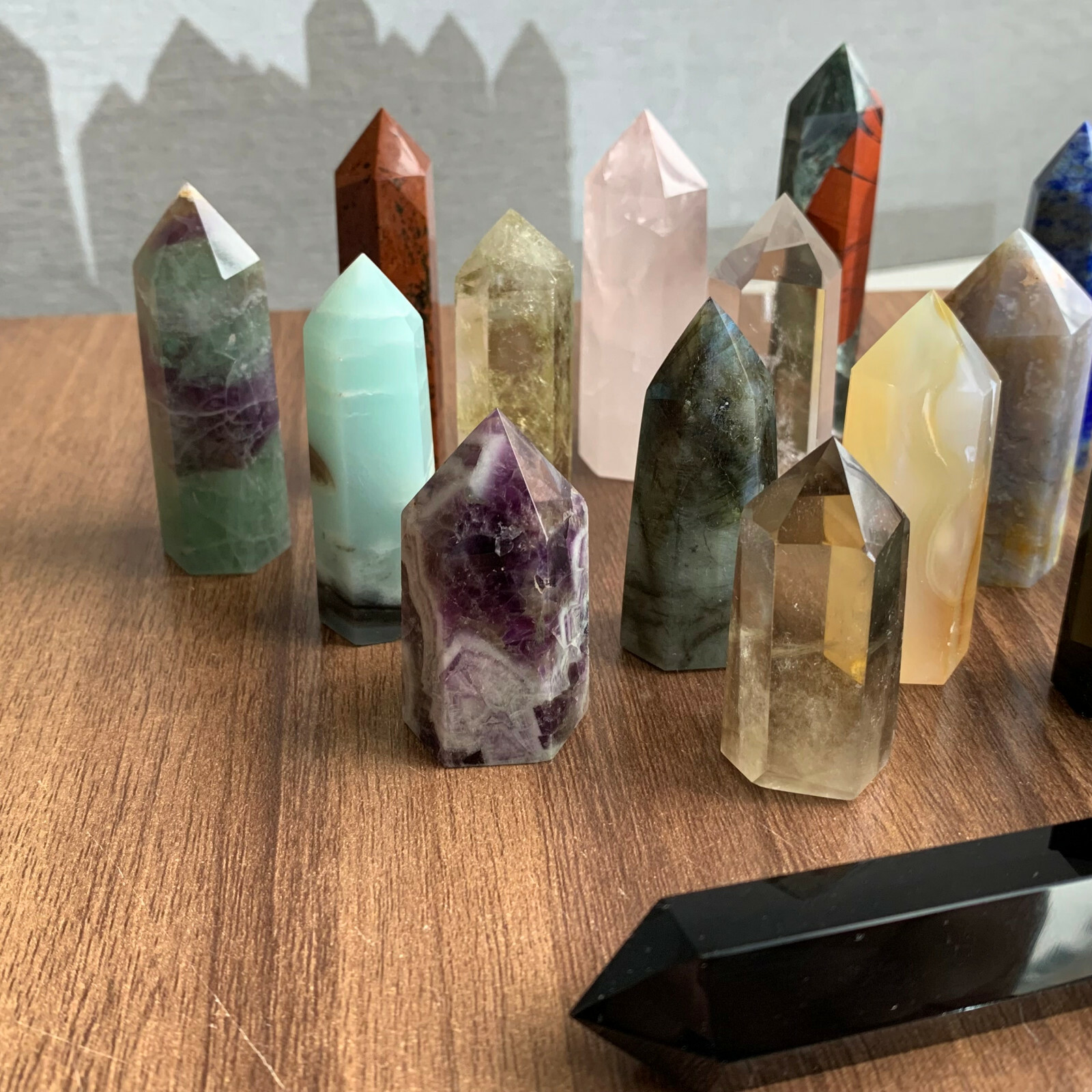 18pcs A lot natural quartz obelisk crystal wand point healing send randomly