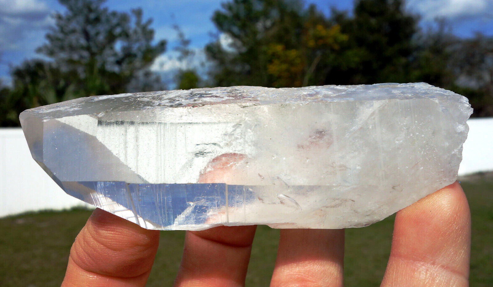 Rare OLD SOUL LEMURIAN QUARTZ Clear Crystal Point with Cool Large Indented KEYS