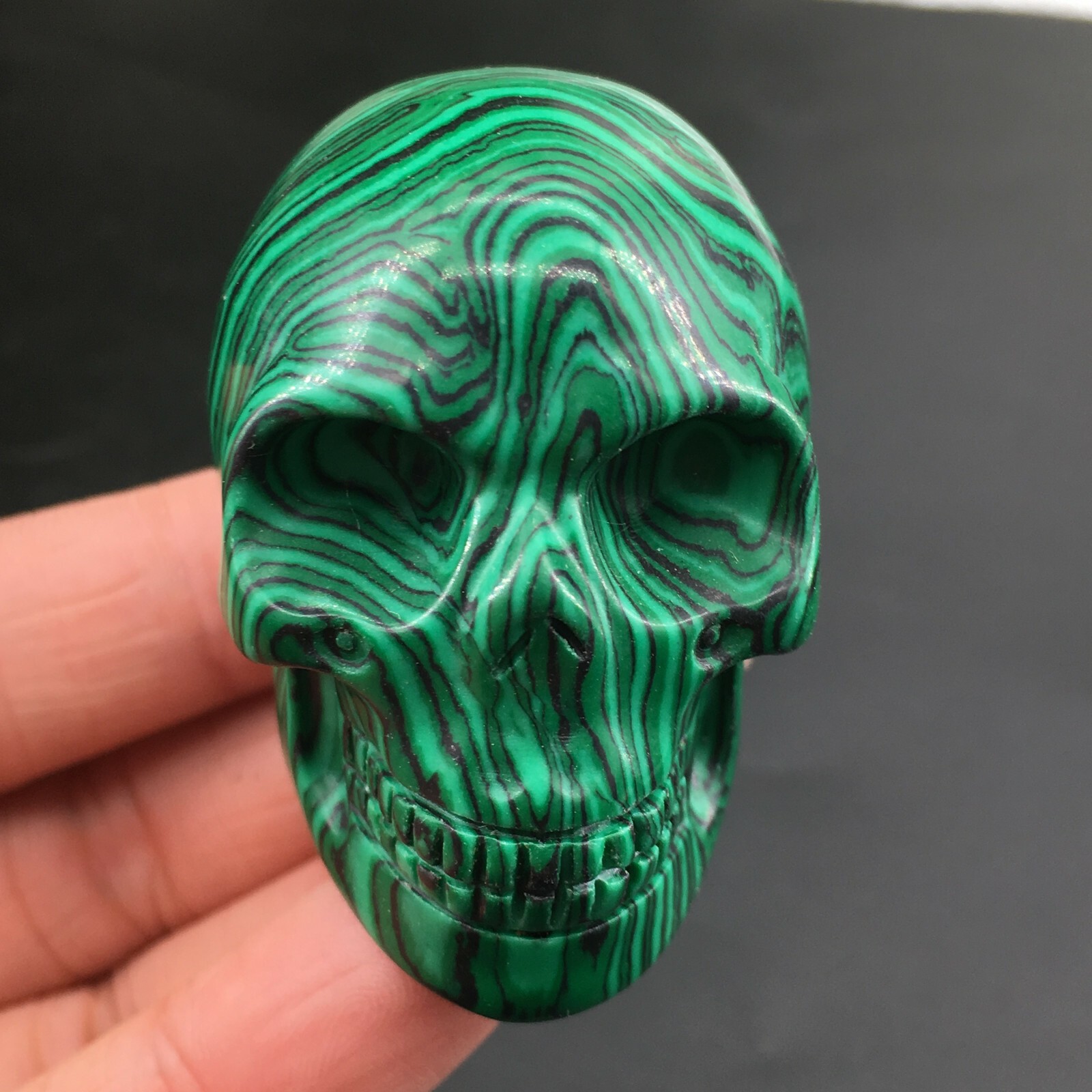 2″ malachite stone Quartz Crystal Skull Carved Skull Reiki Healing 1pc