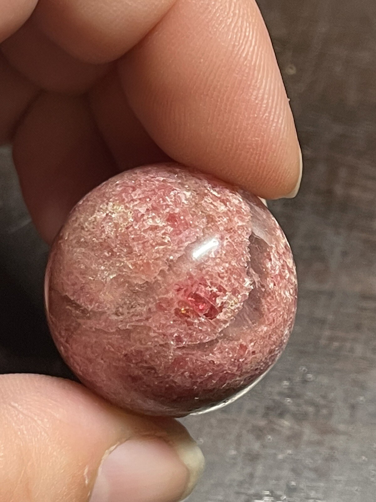 Rhodonite and Quartz Mini Sphere Ball Orb Marble Crystal 26.1mm 30g