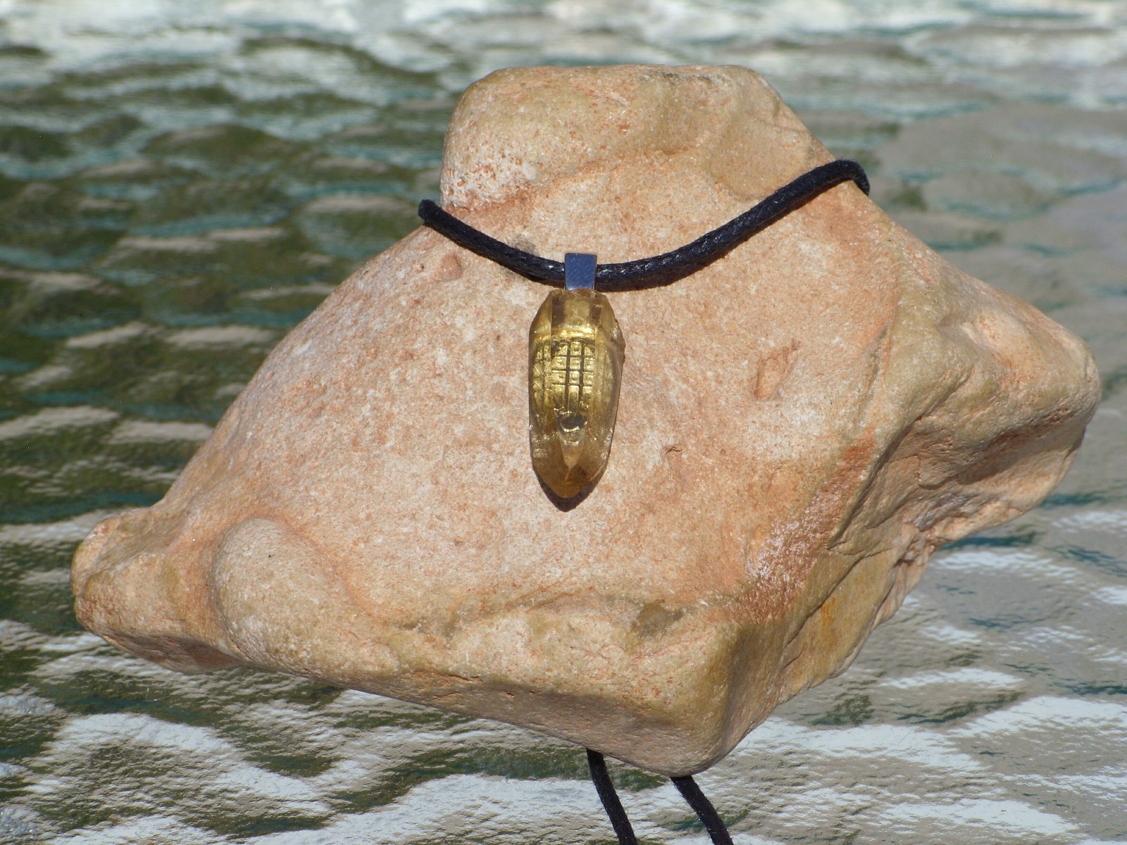 Natural Lemurian Citrine Crystal Point Free Form Stone Pendant Necklace Small