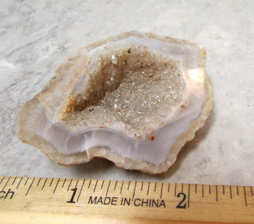 cute little Agate Geode rock stone, 2.25 x 1.5 inches, great decor collectible