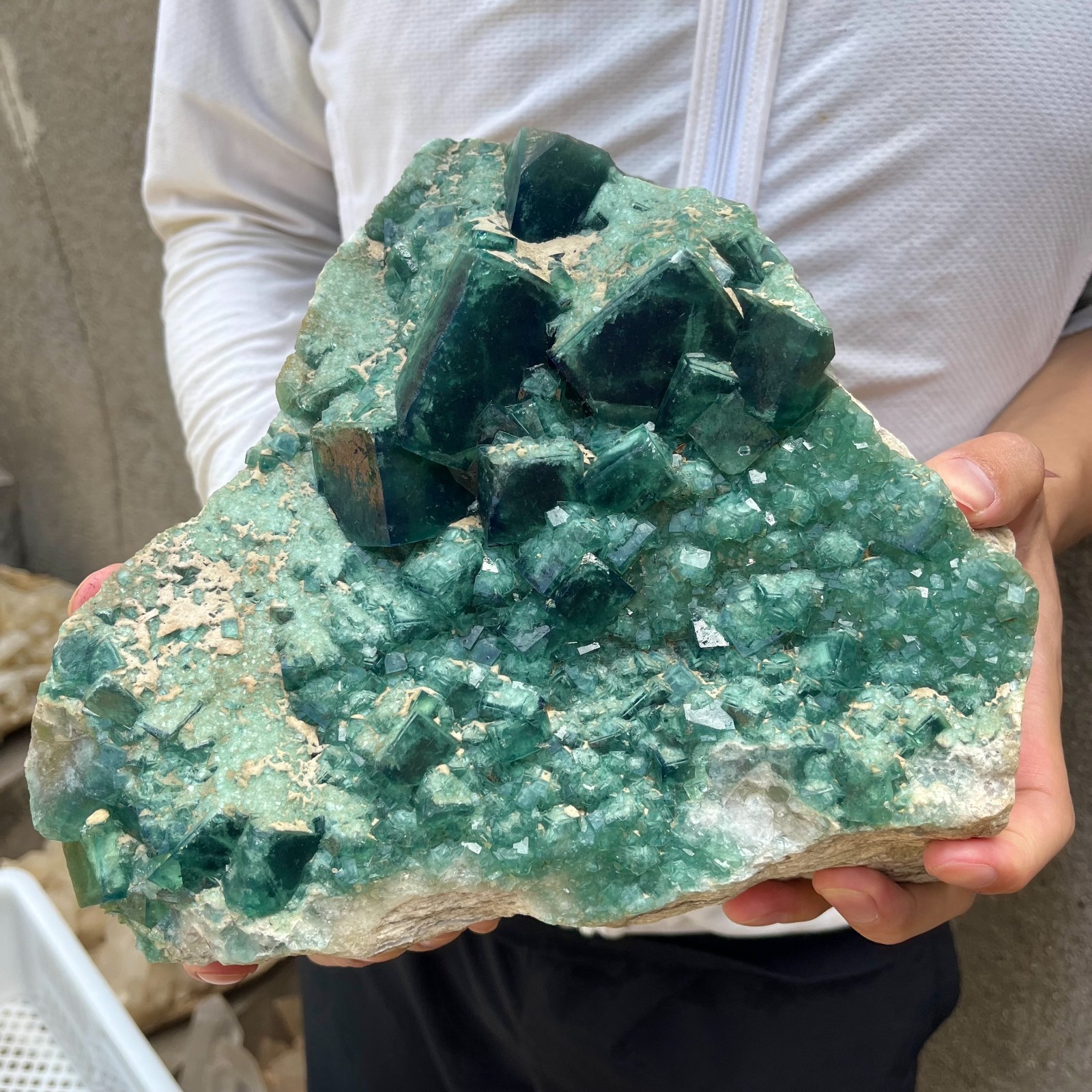 13.4lb NATURAL Green Cube FLUORITE Quartz Crystal Cluster Mineral Specimen