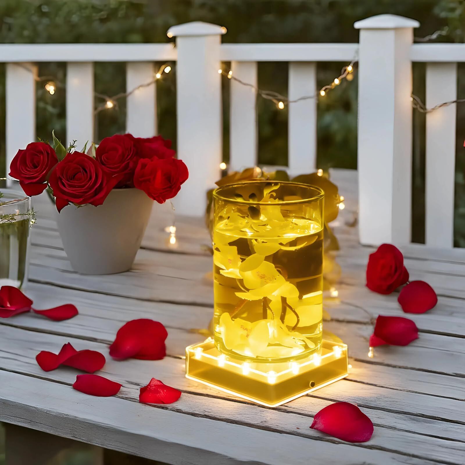 Square LED Light Display Stand for Effiel Tower Vase Crystal Glass Art