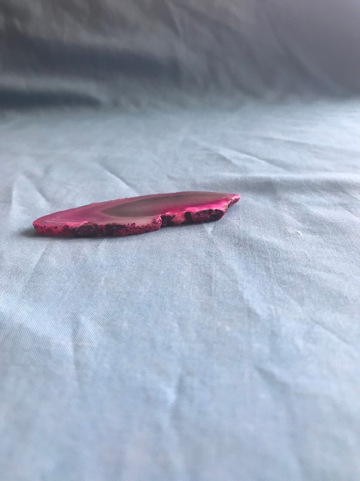 New 3” by 1-1/8” Pink Dyed Cut & Polished .71 Ounce Agate Rock Slab Craft Stone
