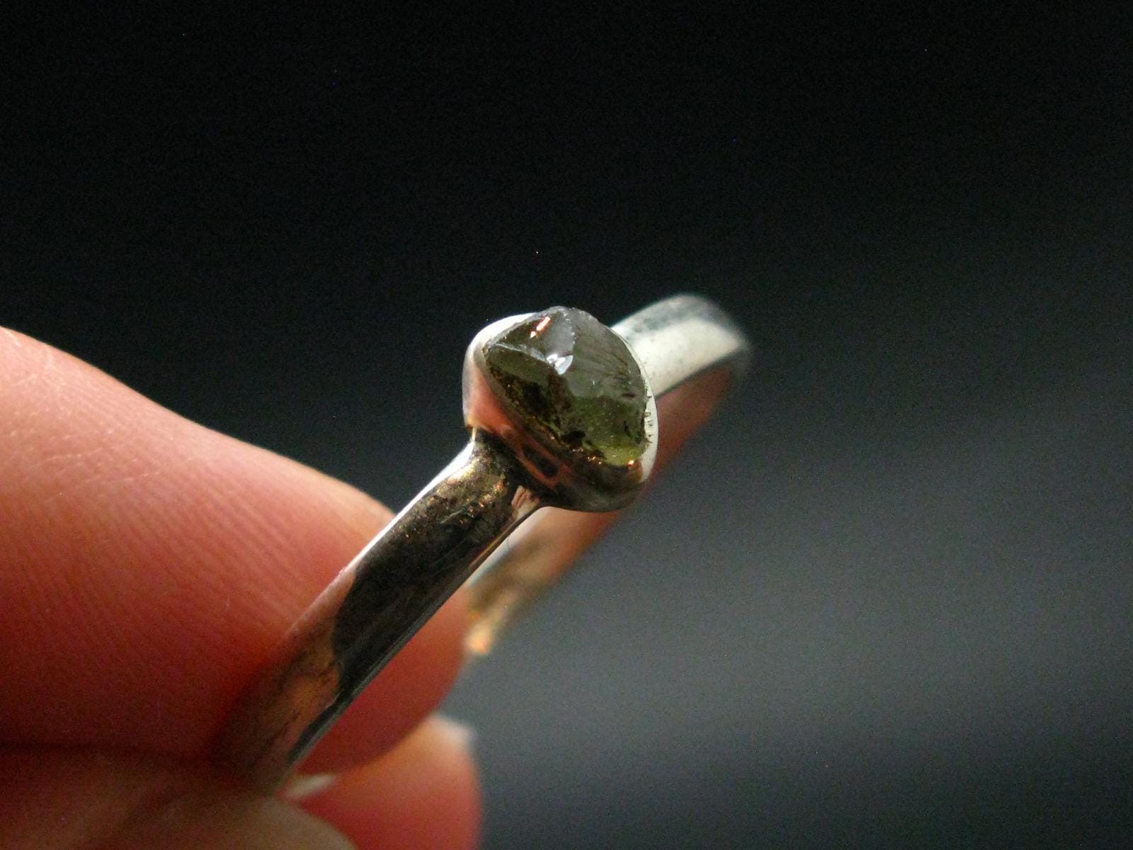Moldavite Sterling Silver Ring From Czech Republic – Size 10.5 – 2.34 Grams