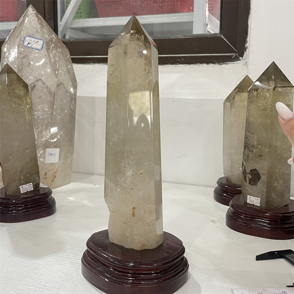 3.2LB 11.8″ Natural Smoky Quartz Obelisk Tower Crystal Quartz Energy+stand