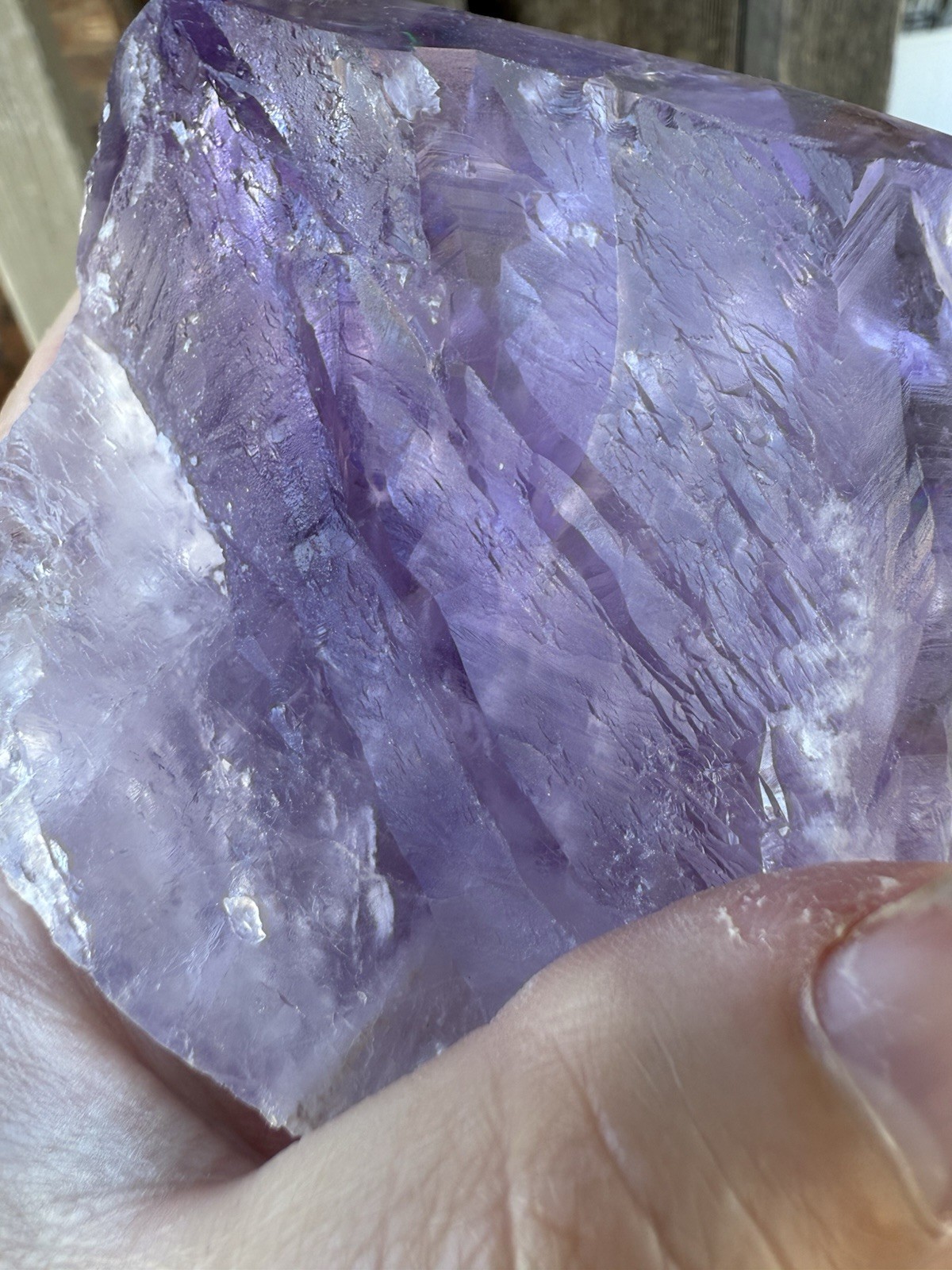 1lb Lavender Purple Amethyst Root Point Wand With Stand 5 1/2in Clear Rainbows