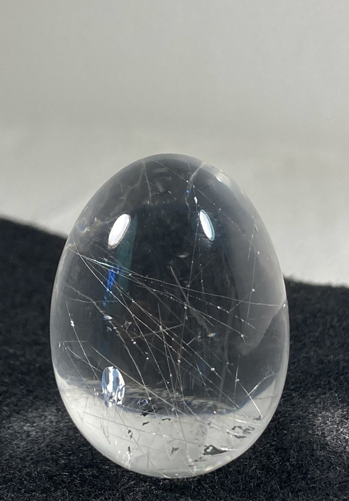 Rutilated Quartz natural fine Egg clear 33 grams 1.5”across hairy mineral