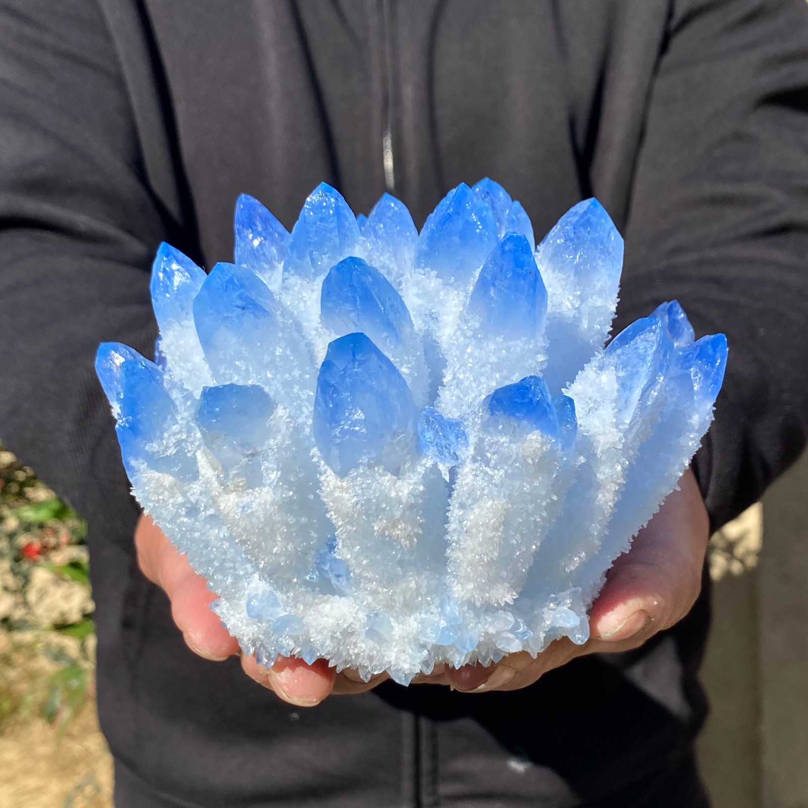 2.64LB New find sky blue phantom quartz crystal cluster mineral sample