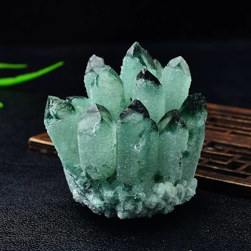 300g+ New Find Raw Green Ghost Phantom Geode Cluster Mineral Specimen Crystal